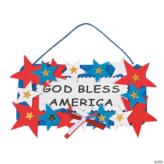 8 1/2" x 5" Religious Patriotic God Bless America Star Sign Craft Kit – Makes 12