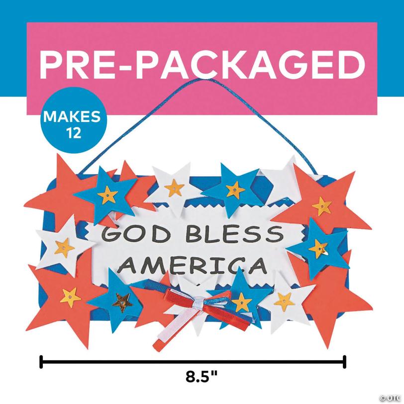8 1/2" x 5" Religious Patriotic God Bless America Star Sign Craft Kit – Makes 12