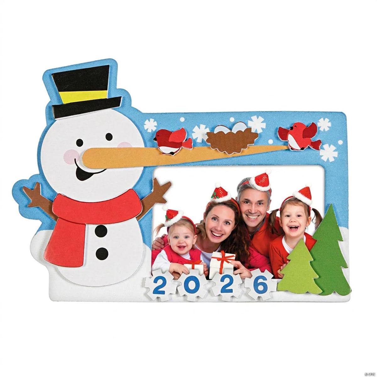 Dated snowman picture frame magnet craft kit that makes 12