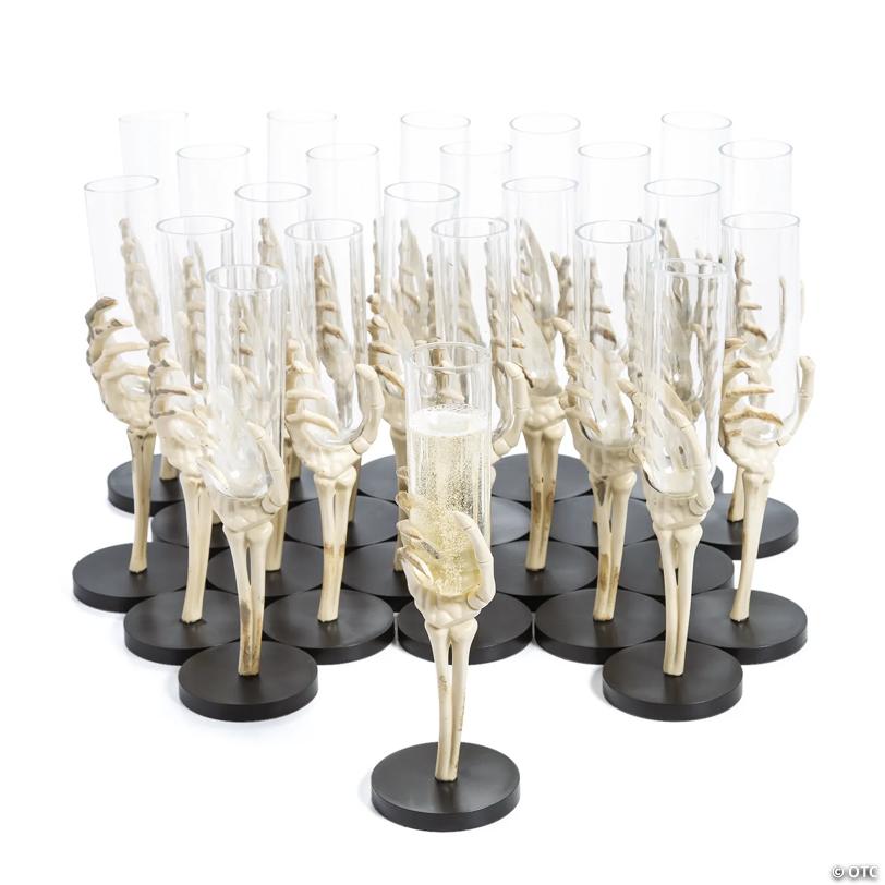 8 1/4" 2 oz. Bulk 48 Ct. Skeleton Hand Reusable Plastic Glasses
