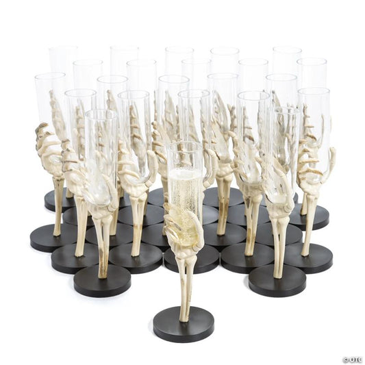8 1/4" 2 oz. Bulk 48 Ct. Skeleton Hand Reusable Plastic Glasses