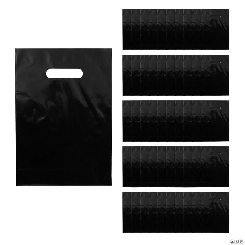8 1/4" x 12" Bulk 50 Pc. Black Plastic Goody Bags