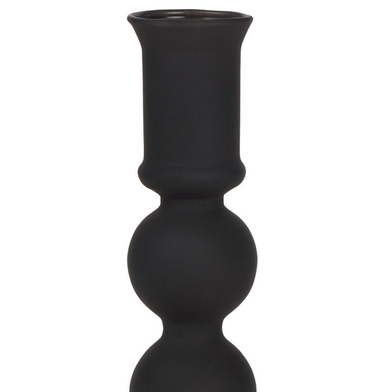 8" Black Glass Tabletop Taper Candlestick