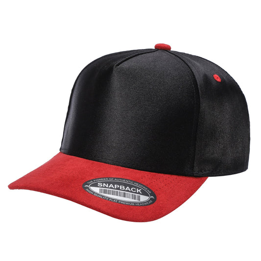 Satin Snapback with Suede Bills