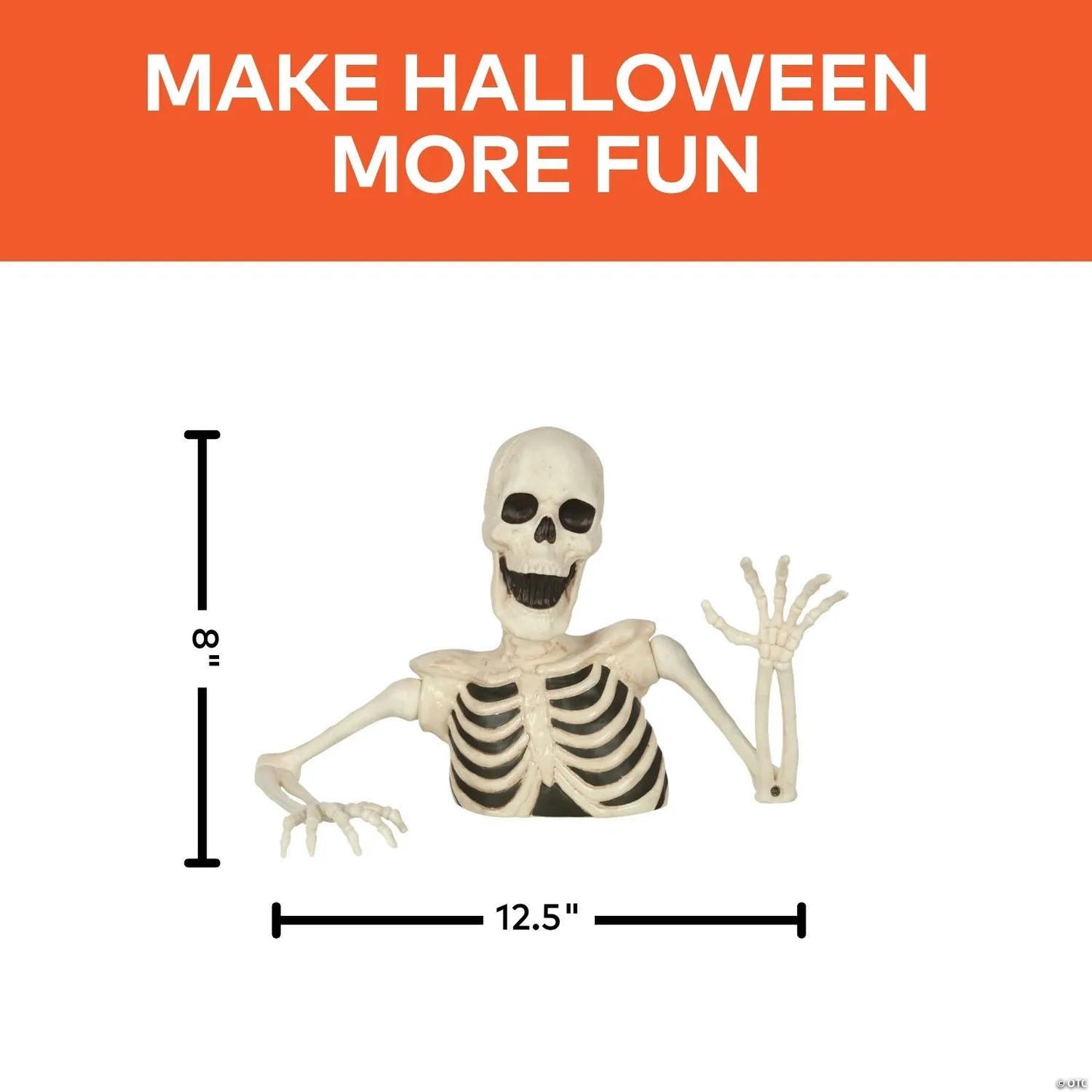 8" Black & White Groundbreaker Skeleton Halloween Decoration