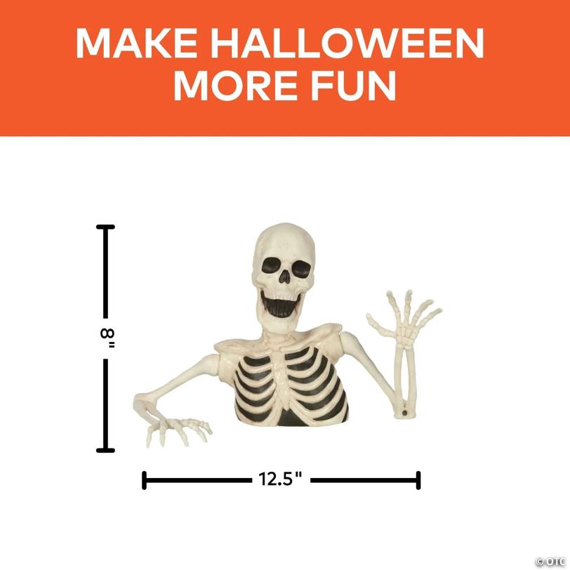 8" Black & White Groundbreaker Skeleton Halloween Decoration