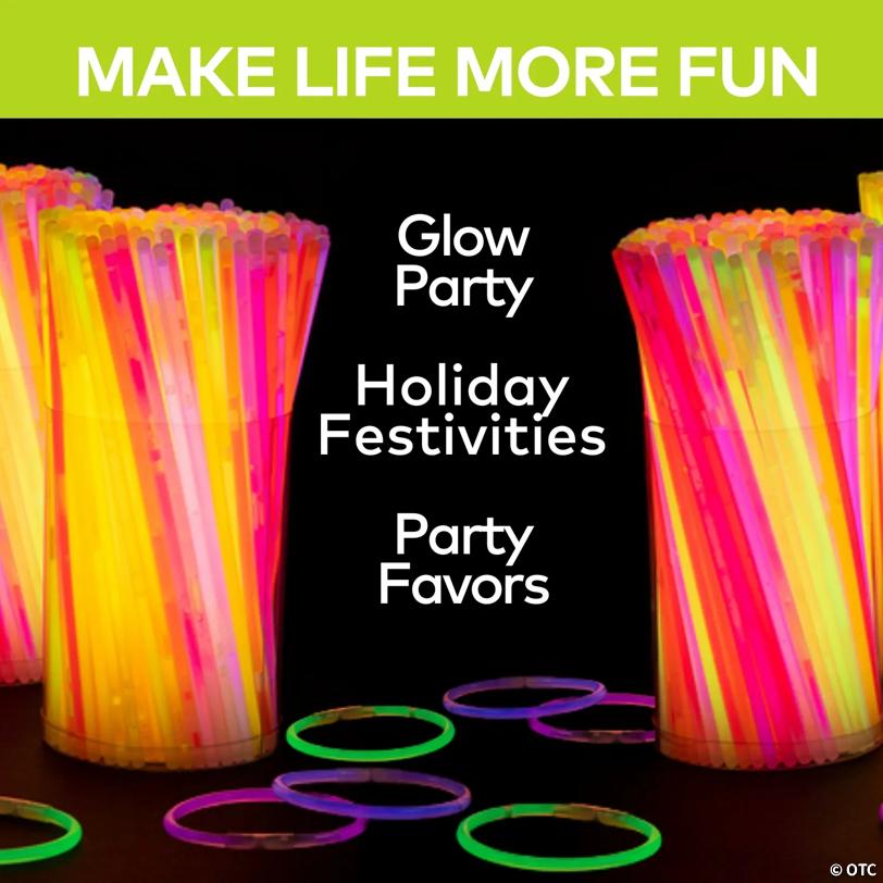 8" Bulk 1000 Pc. Bright Neon Colors Glow Bracelets Assortment
