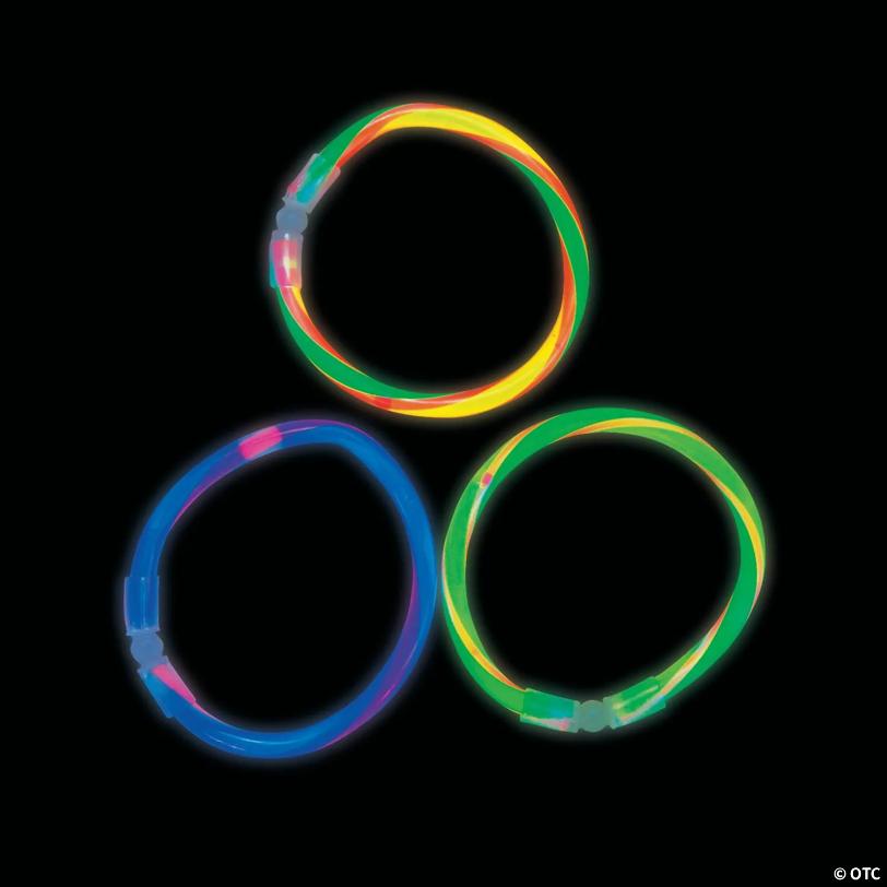 8" Bulk 50 Pc. Glow Swizzle Twirl Multicolor Plastic Bracelets