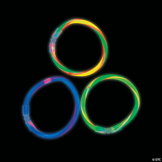 8" Bulk 50 Pc. Glow Swizzle Twirl Multicolor Plastic Bracelets