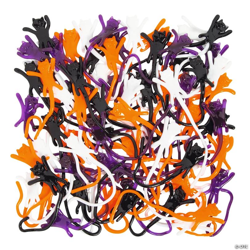 8" Bulk 72 Pc. Halloween Sticky Vinyl Cat Splat Toys