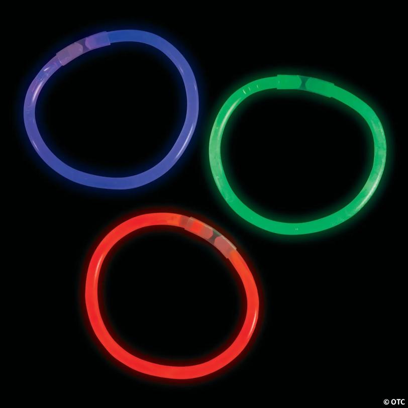 8" Bulk 80 Pc. Halloween Colors Plastic Glow Bracelets