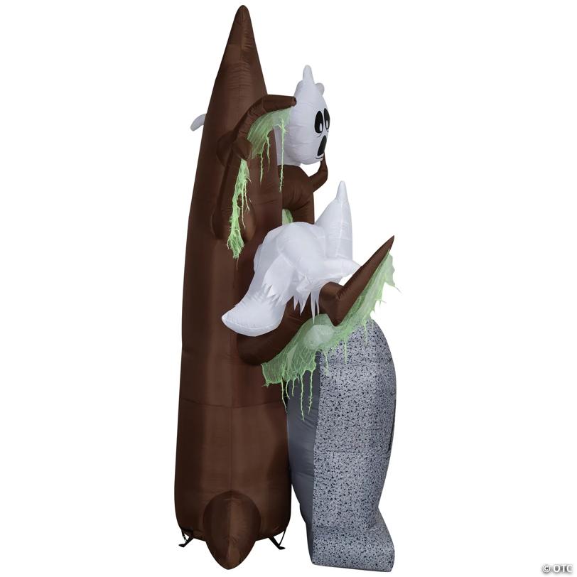 8 Ft. Airblown Blowup Inflatable Tombstone with Haunted Ghost Tree ShortCircuit™ Lightshow Halloween Outdoor Yard Decoration