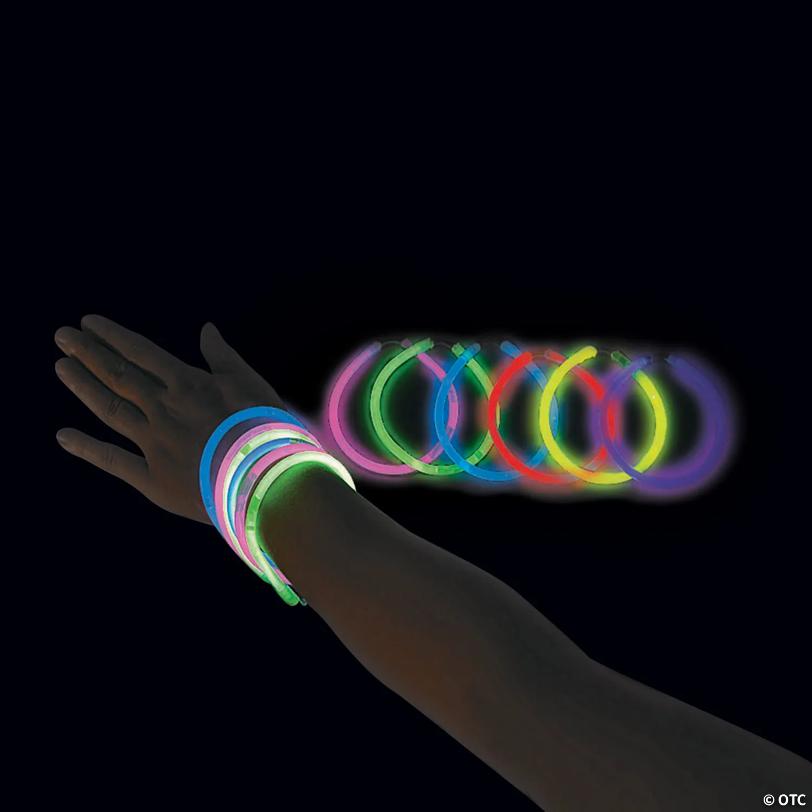 8" Light Up Prom Night Glow Bracelets with Card for 48