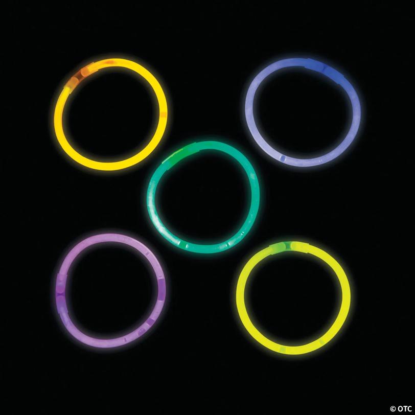 8" Mega Bulk 250 Pc. Glow Solid Color Plastic Bracelet Assortment
