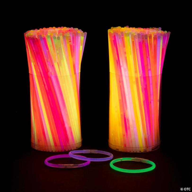 8" Mega Bulk 500 Pc. Multicolor Plastic Glow Bracelet Assortment