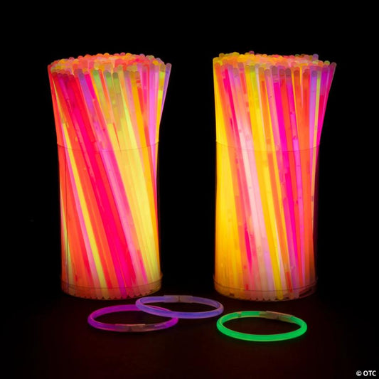8" Mega Bulk 500 Pc. Multicolor Plastic Glow Bracelet Assortment