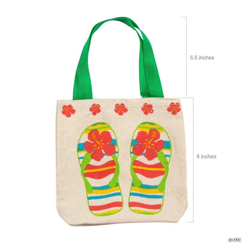 8" Mini Flip Flop Canvas Tote Bags - 12 Pc.
