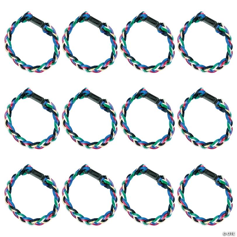 8" Religious Multicolor Witness Friendship Nylon Bracelets – 12 Pc.