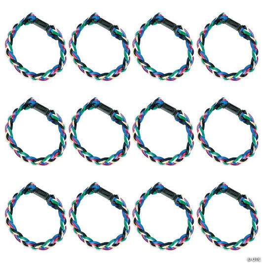 8" Religious Multicolor Witness Friendship Nylon Bracelets – 12 Pc.