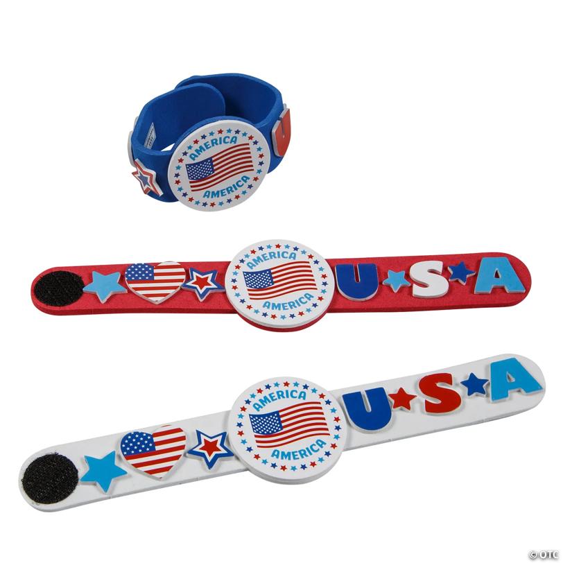 8" x 1 3/4" Patriotic Red, White & Blue Bracelet Foam Craft Kit - Makes 12