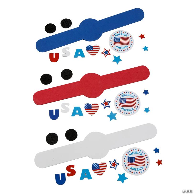 8" x 1 3/4" Patriotic Red, White & Blue Bracelet Foam Craft Kit - Makes 12