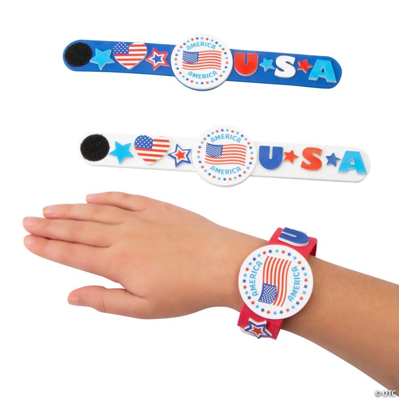 8" x 1 3/4" Patriotic Red, White & Blue Bracelet Foam Craft Kit - Makes 12