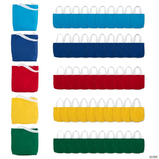 8" x 7 3/4" Bulk 50 Pc. Mini Canvas Tote Bag Assortment