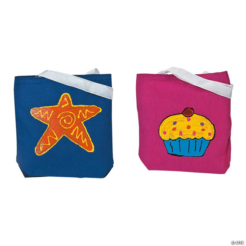 8" x 7 3/4" Bulk 50 Pc. Mini Canvas Tote Bag Assortment