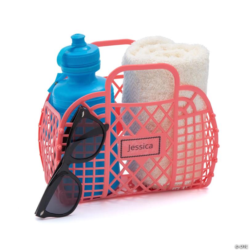 8" x 7" Personalized Small Jelly Plastic Beach Tote Bags - 6 Pc.