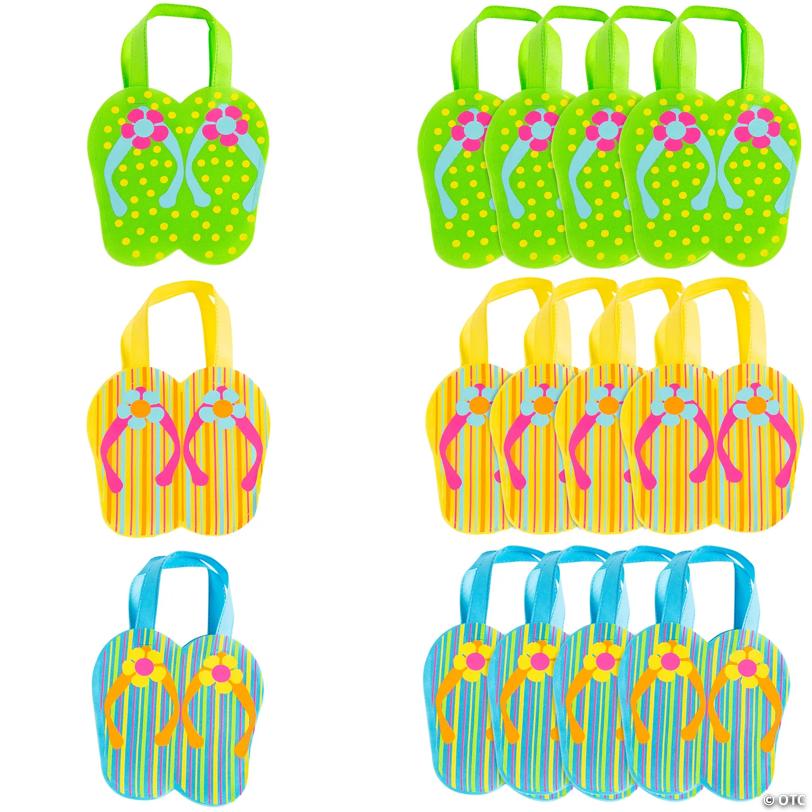8" x 8" Mini Flip Flop Nonwoven Tote Bags - 12 Pc.
