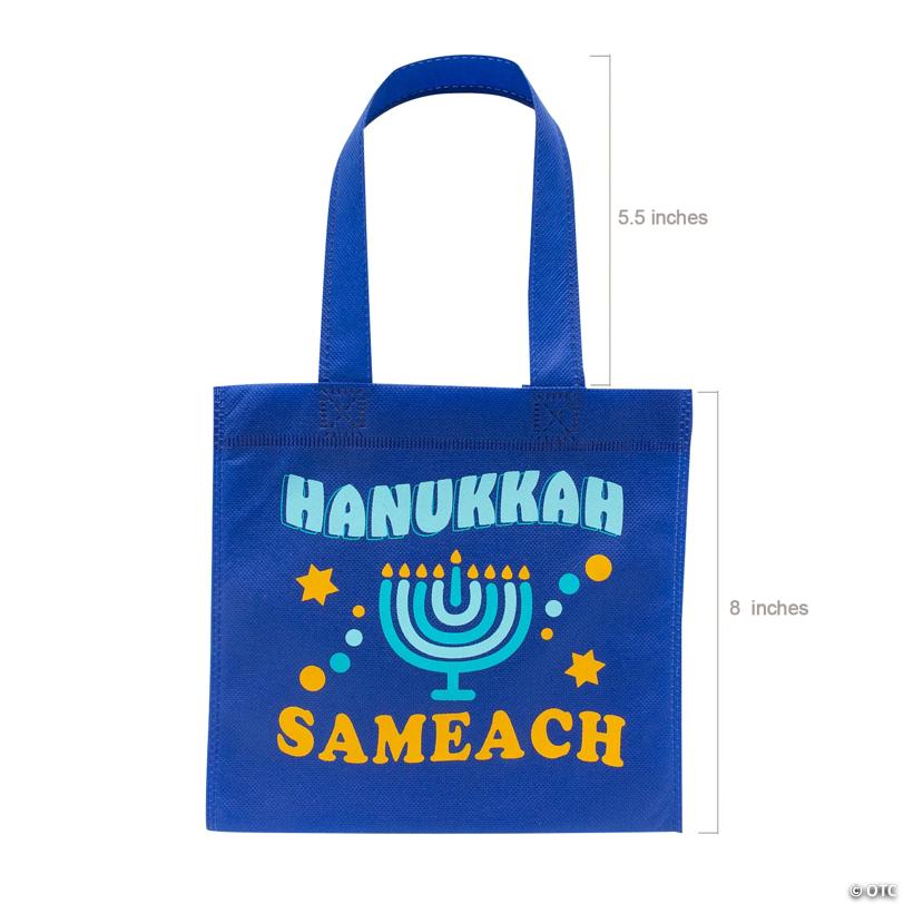 8" x 8" Mini Groovy Hanukkah Nonwoven Tote Bags - 12 Pc.