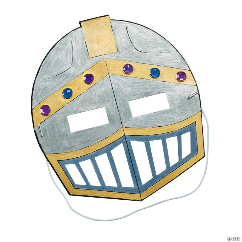 8" x 9" Color Your Own Cardstock Knight Helmet Masks - 12 Pc.