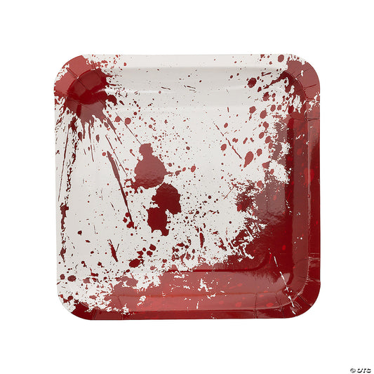 9 1/4" Halloween Horror Party Bloody Square Paper Dinner Plates - 8 Ct.