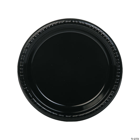 9" Black Disposable Plastic Dinner Plates - 20 Ct.