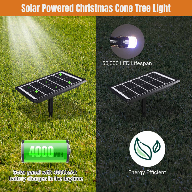 9-ft Solar Powered Giant Metal Christmas Tree Lights Outdoor Decor with Star Topper and  8-Mode RGBY Multicolor LED String Lights Vast-Starry