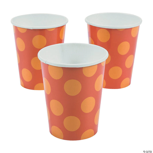 9 oz. Lil’ Pumpkin Orange Polka Dot Disposable Paper Cups - 8 Ct.