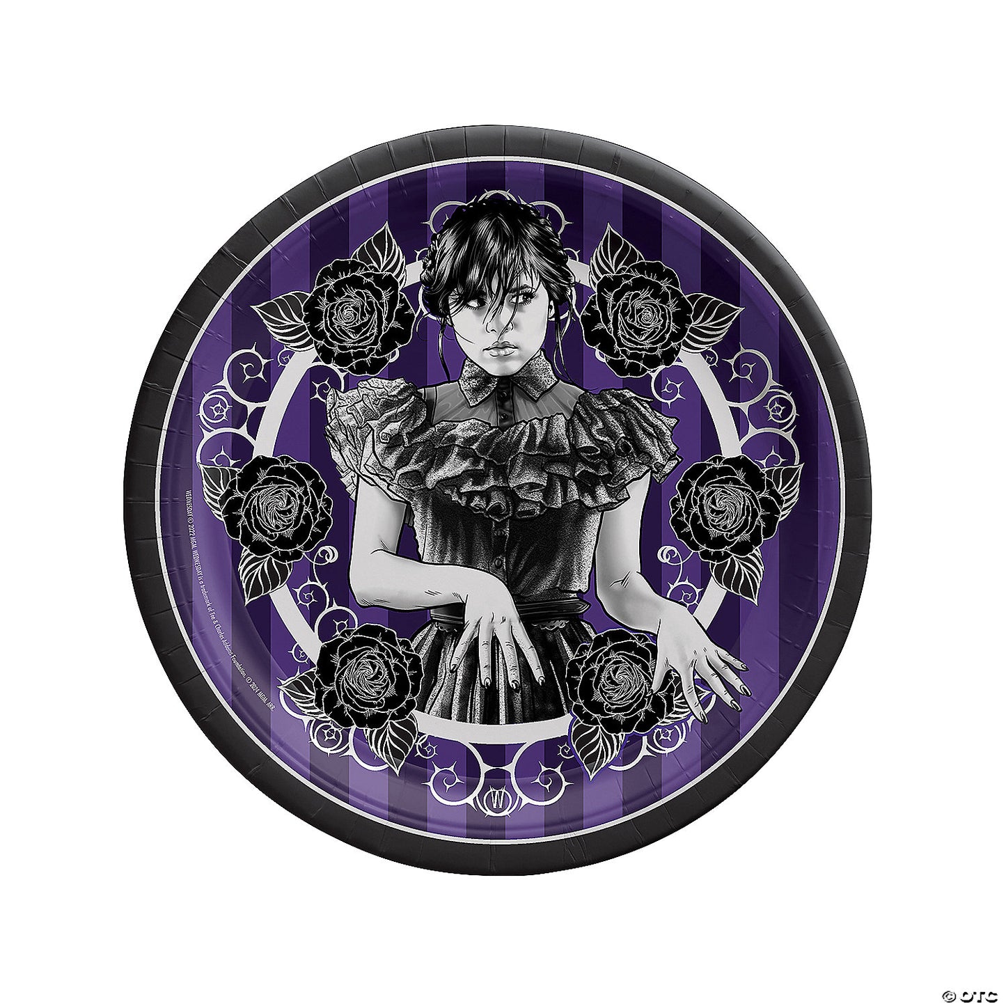 9" Wednesday Addams™ Party Black & Purple Paper Dinner Plates - 8 Ct.