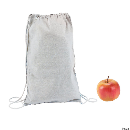 9" x 14" DIY White Canvas Drawstring Bag Coloring Crafts - 12 Pc.