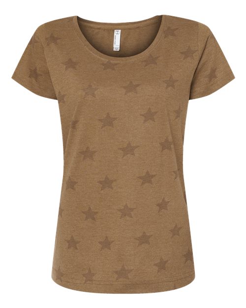 Women's Star Print Scoop Neck Tee | USA Decoration