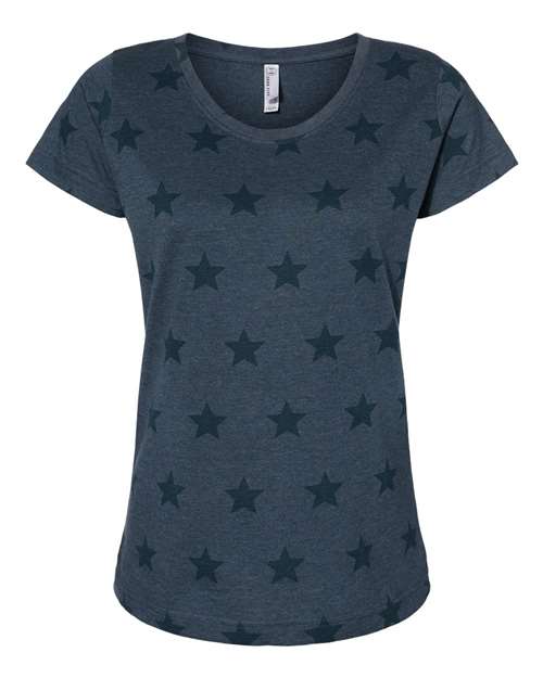 Women's Star Print Scoop Neck Tee | USA Decoration