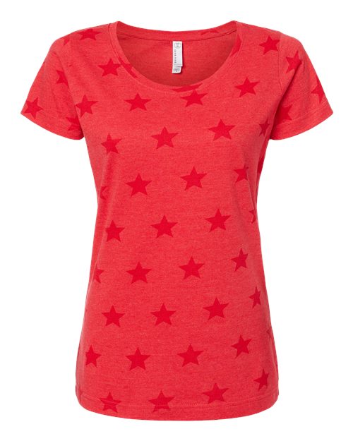 Women's Star Print Scoop Neck Tee | USA Decoration