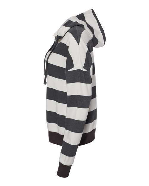 Women's Striped Fleece Boxy Hooded Sweatshirt | USA Decoration
