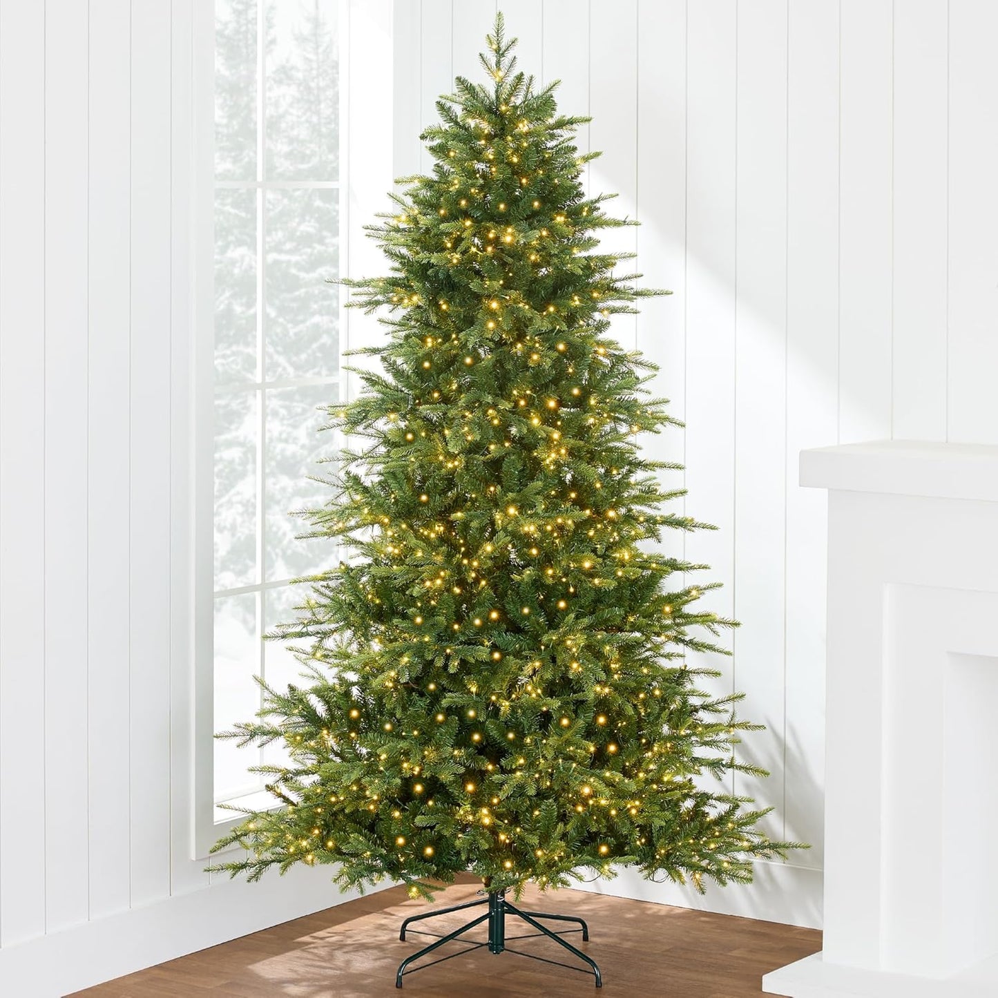 Aspen Christmas Tree, 12ft Pre-lit Noble Fir w/ 3,000 Super Bright Twinkling Micro LED Lights, 2-in-1 White & Multicolor