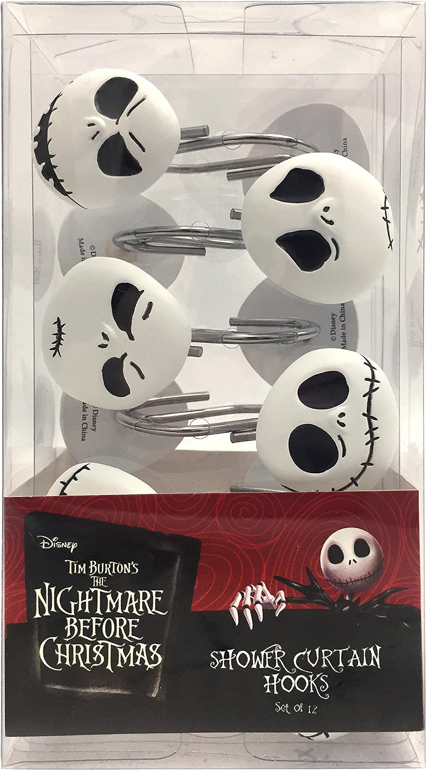 Jay Franco Disney Nightmare Before Christmas Jack Skellington 12-Piece Shower Curtain Hooks