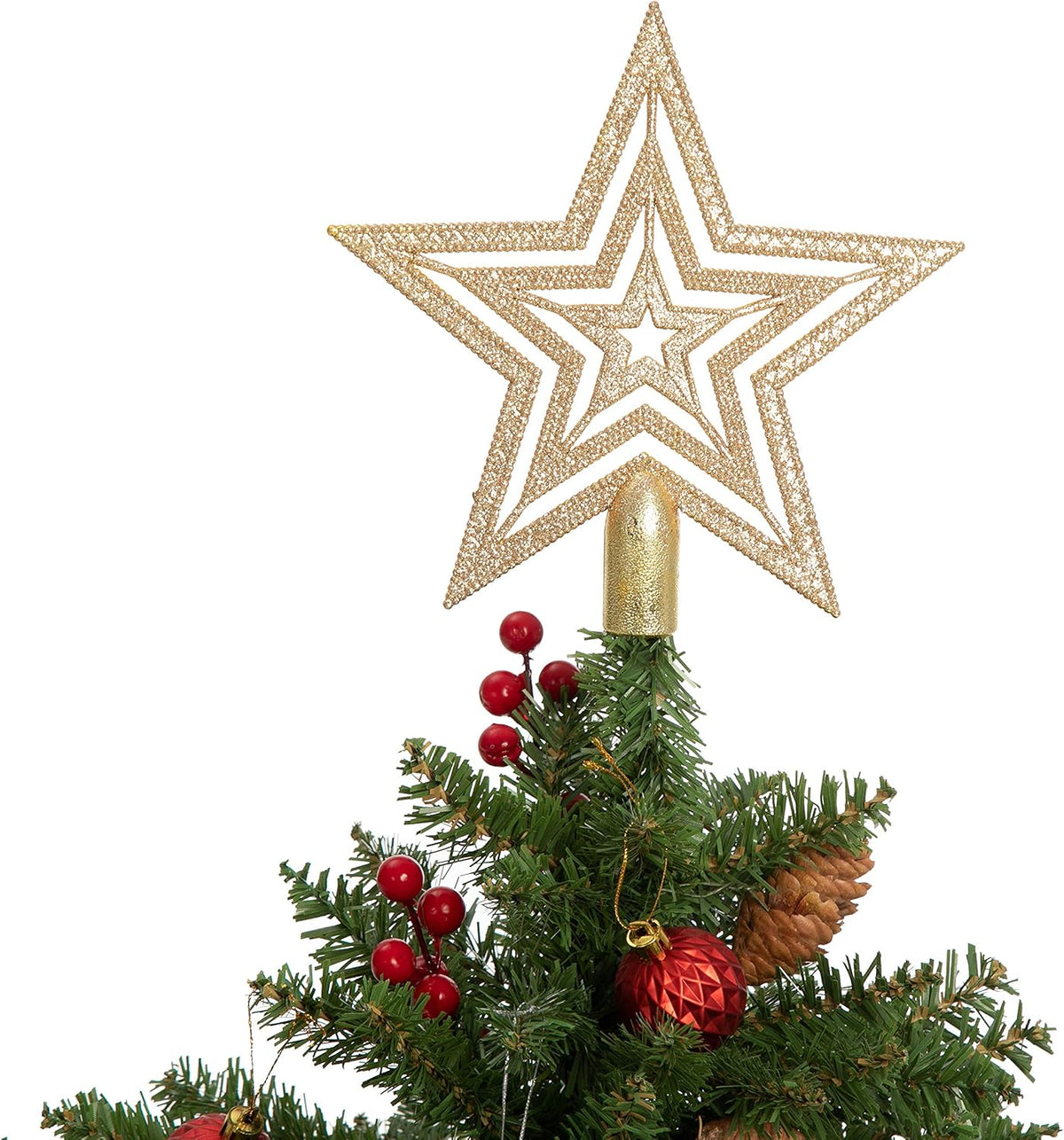 Joiedomi 3.6FT Christmas Tree Decorated with 150 Warm Lights and Ornaments, Artificial Christmas Tree Decorations for Outdoor/Indoor Decor
