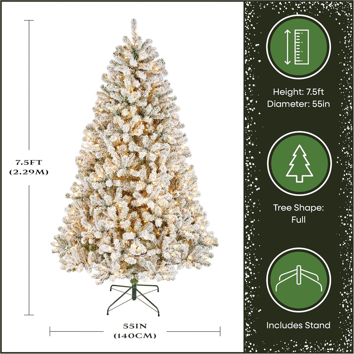 National Tree Company 7.5ft Pre-Lit Flocked Acacia Christmas Tree