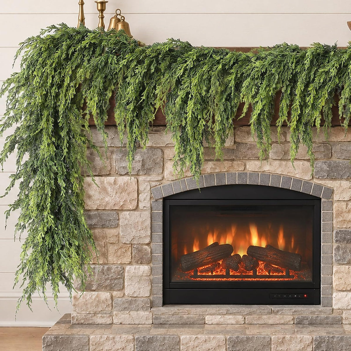 6FT 1Pcs Artificial Cedar Pine Garland Christmas Greenery for Mantle Decor