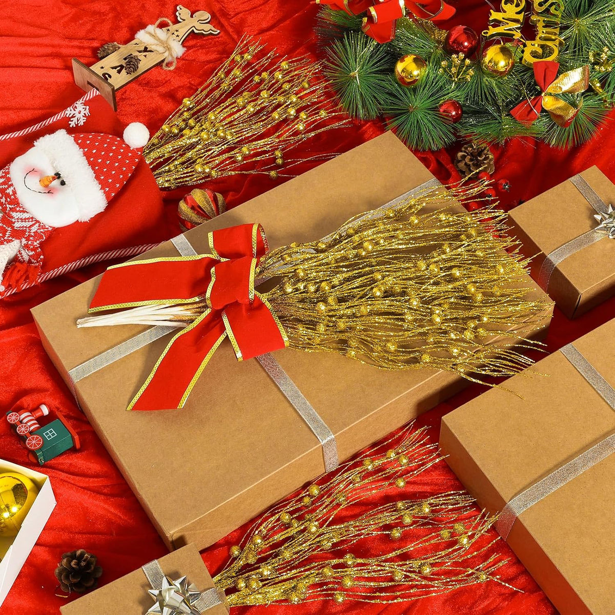 joyhalo 24 Pack Gold Christmas Tree Picks and Sprays