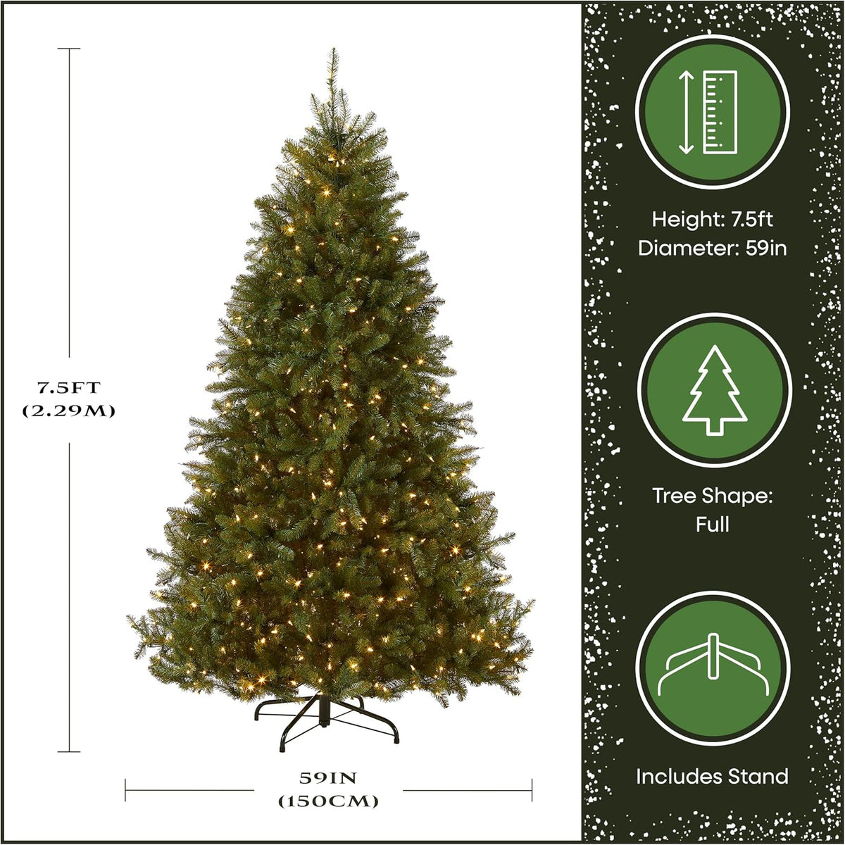National Tree Company 7.5ft Pre-Lit Dunhill Fir Artificial Christmas Tree
