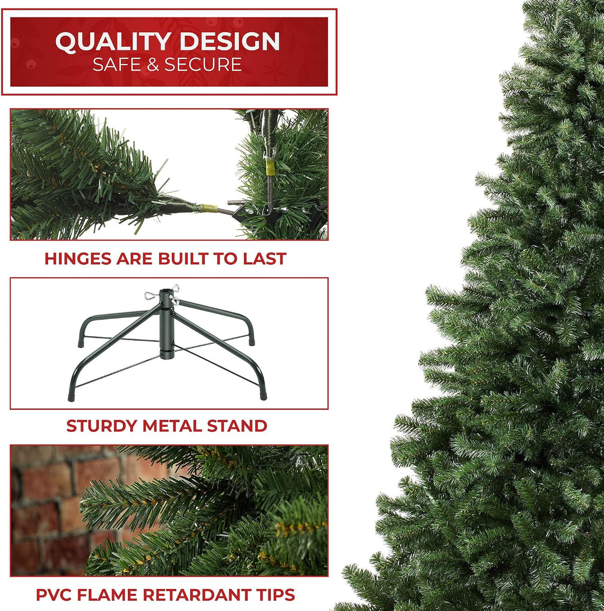 Casafield 4.5FT Realistic Green Spruce Unlit Artificial Holiday Christmas Tree with Sturdy Metal Stand